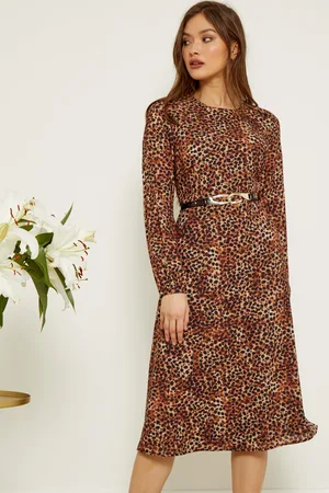 Sosandar Womens Animal Spot Print Fit & Flare Midi Dress - Size 12 UK