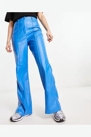 Urban Threads Womens faux leather wide leg trousers co-ord in cobalt - Size 16 UK