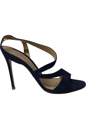 Gianvito Rossi Pre-owned Womens Strappy Heels in Royal Suede - Size 39.5 EU/IT