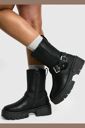 Boohoo Womens Chunky Buckle Detail Chelsea Boot - - Size UK 4