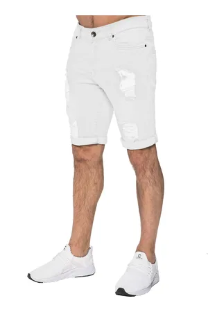 Enzo Mens Ripped Skinny Shorts - Cotton - Size 32 (Waist)