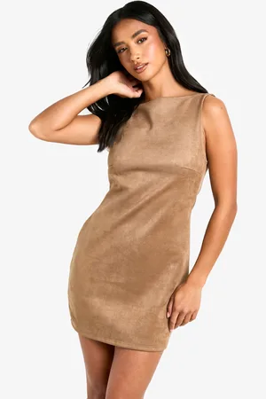 Boohoo Womens Petite Faux Suede Mini Dress - - Size 16 UK
