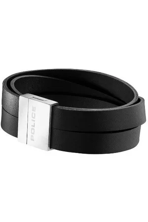 Police : "BACKLASH" BLACK LEATHER BRACELET - - One Size