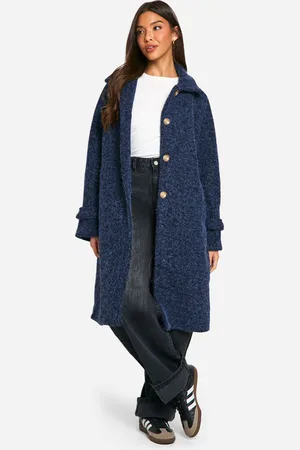 Boohoo Womens Textured Wool Look Coat - - Size 10 UK