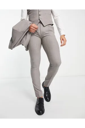 Noak Mens wool-rich skinny suit trousers in -Neutral - Size 26W/30L