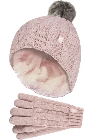 Heat Holders Girls Bobble Pom Pom Hat and Gloves Set