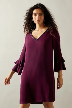 wallis Womens Occasion Embellished Ruffle Shift Dress - - Size 12 UK