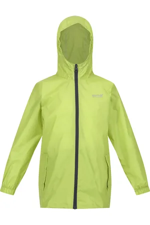 Regatta Childrens Unisex Great Outdoors Childrens/Kids Pack It Jacket III Waterproof Packaway Black (Green Algae) - - Size 9-10Y