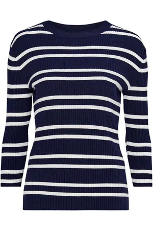 ELLOS Womens Striped Ribbed Sweater - Cotton - Size UK 24-26 (Womens)