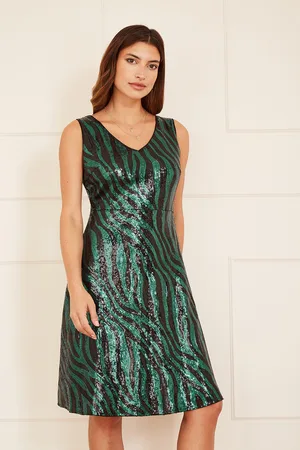 Mela Womens Zebra Sequin Skater Dress - Size 10 UK
