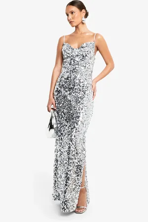 Boohoo Womens Sequin Cowl Neck Maxi Slip Dress - - Size 16 UK