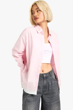Boohoo Womens Oversized Contrast Shirt - - Size 6 UK