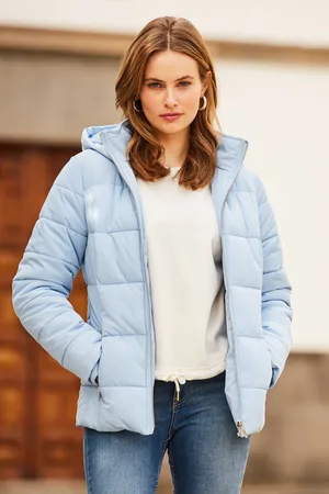 Sosandar Womens Powder Premium Padded Jacket With Silver Zip Pockets - Size 12 UK
