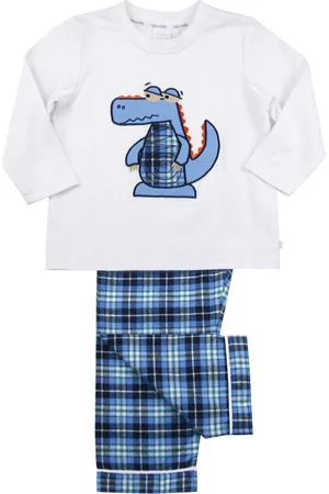 Mini Vanilla Cute Crocodile Morgan Check Boys Cotton Pyjamas - - Size 7-8Y