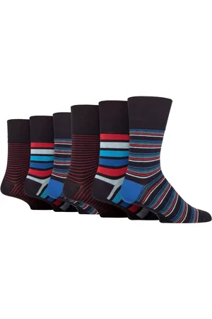 Gentle Grip 6 Pack Mens Non Elastic Loose Top Bamboo Socks - - Size UK 6-11