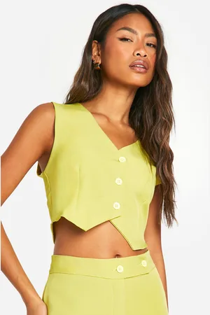 Boohoo Womens Woven Fitted Cropped Waistcoat - - Size 14 UK