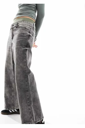 Reclaimed Womens low rise baggy jean in wash-Grey - Size 36 (Waist)