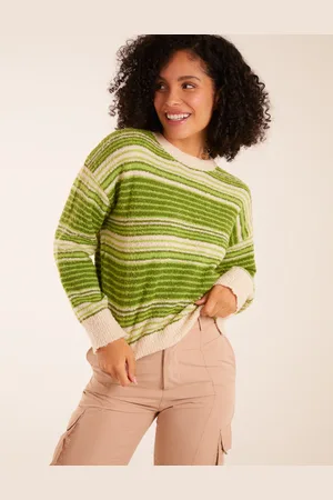Blue Vanilla Womens Gradient Stripe Velour Knit Jumper - - Size Medium/Large