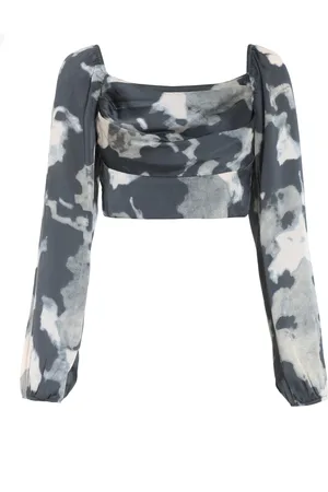 Quiz Womens Satin Smudge Print Cropped Top - Size 10 UK