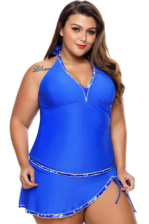 Azura Exchange WoMens Halter Tankini Swimsuit with Contrast Trim in as shown - - Size 2XL