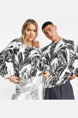 ASOS MADE IN KENYA unisex crew neck sweatshirt in palm print - Size Medium