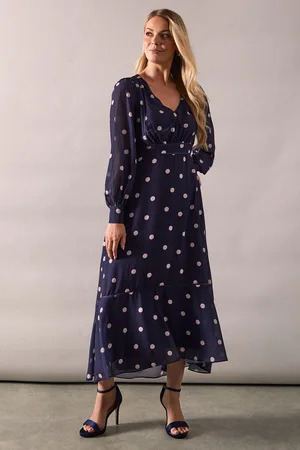 wallis Womens Printed Chiffon Piped Blouson Sleeve Midi Dress - - Size 12 UK