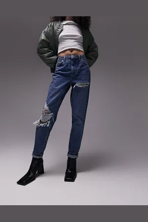 Topshop Womens super rip mom jeans in mid - Size 26W/30L