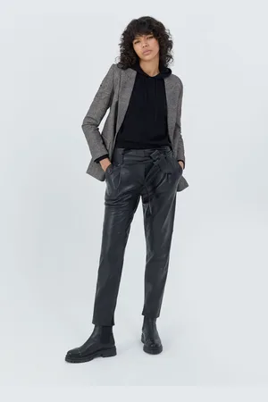 IKKS Womens 7/8 Belted Leather Trouser - - Size 12 UK