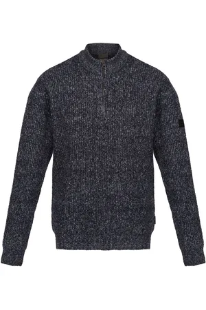 Regatta Mens Solomon Marl Knitted Zip Neck Sweatshirt - Size X-Large