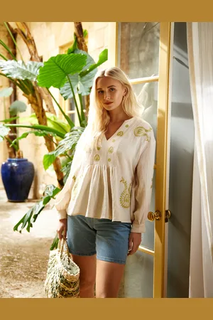 Blue Vanilla Womens Embroidered Cheesecloth Top - - Size Small/Medium