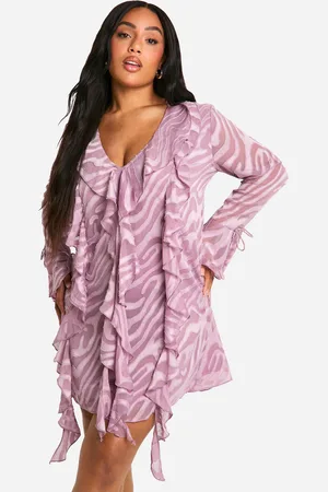 Boohoo Womens Plus Burnout Zebra Ruffle Shift Dress - - Size 18 UK