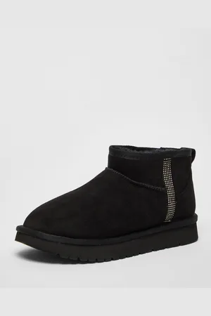 Quiz Womens Faux Suede Diamante Ankle Boots - Size UK 5