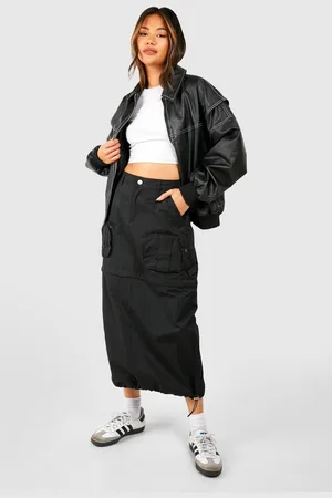 Boohoo Womens 2 In 1 Zip Detail Cargo Maxi Skirt - - Size 10 UK