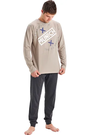 Munich Mens Winter pajamas long sleeve round neck MU1 men - - Size 2XL