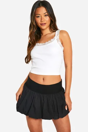 Boohoo Womens Cotton Puffball Mini Skirt - - Size 10 UK