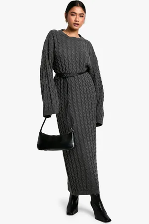 Boohoo Womens Cable Oversized Knitted Dress - - Size Small/Medium