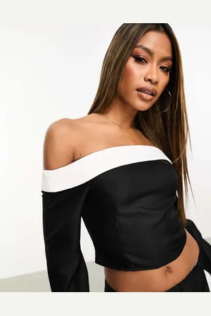 Missyempire Womens bardot contrast top co-ord in monochrome-Black - - Size 12 UK