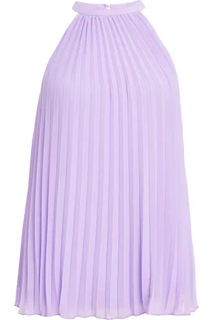 Quiz Womens Lilac Chiffon Pleated High Neck Top - - Size 10 UK