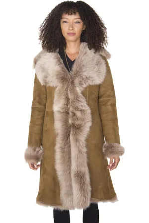 Infinity Womens Toscana Sheepskin Suede Trench Coat-Tbilisi - - Size 20 UK