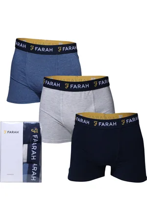 Farah Mens Lomli 3 Pack Trunks in Grey Cotton - Size 2XL