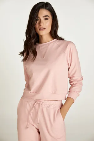 Conquista Womens Cropped Pink Sweatshirt - - Size Small