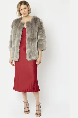 Jayley Womens Faux Fur Ribbed Coat - - Size Small/Medium