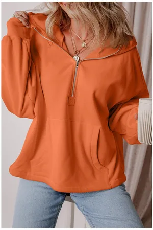 Azura Exchange Womens Fleece Lined Half Zipper Kangaroo Pockets Loose Hoodie - Size 2XL