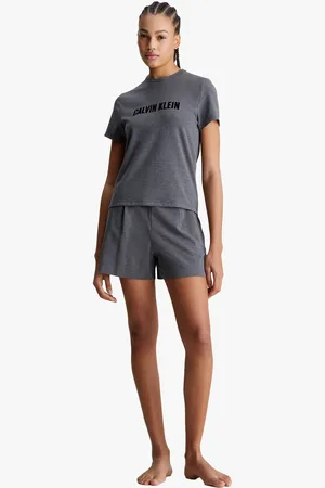 Calvin Klein INTENSE POWER Womens Short Pyjama Set Charcoal Heather - - Size Large