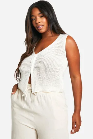 Boohoo Womens Plus Knitted Hook And Eye Waistcoat - - Size 16 UK