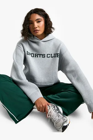 Boohoo Womens Tall Sports Club Knitted Hoodie - - Size Medium