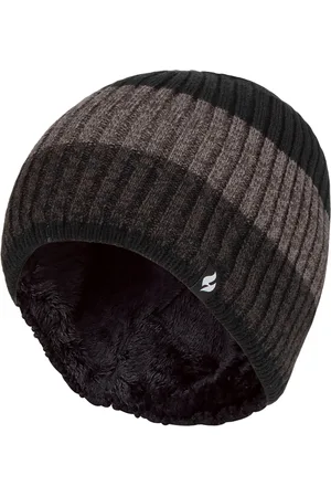 Heat Holders Mens Fleece Lined Striped Winter Beanie