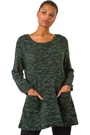 Roman Womens Scarf Longline Stretch Tunic Top - - Size Small