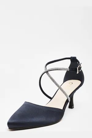 Quiz Womens Satin Cross Strap Court Heels - Size UK 2