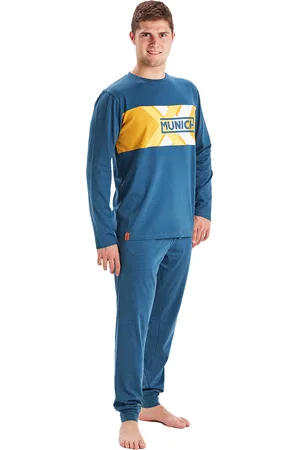 Munich Mens Winter pajamas long sleeve round neck MU1 men - - Size 2XL